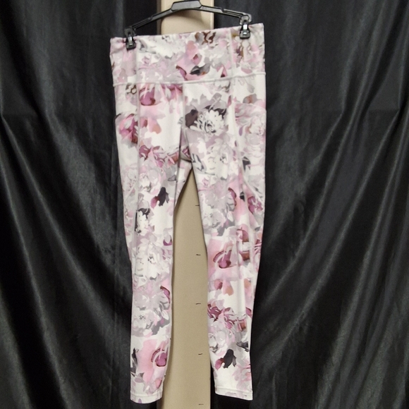 Floral Pink and Gray Leggings - Picture 1 of 13
